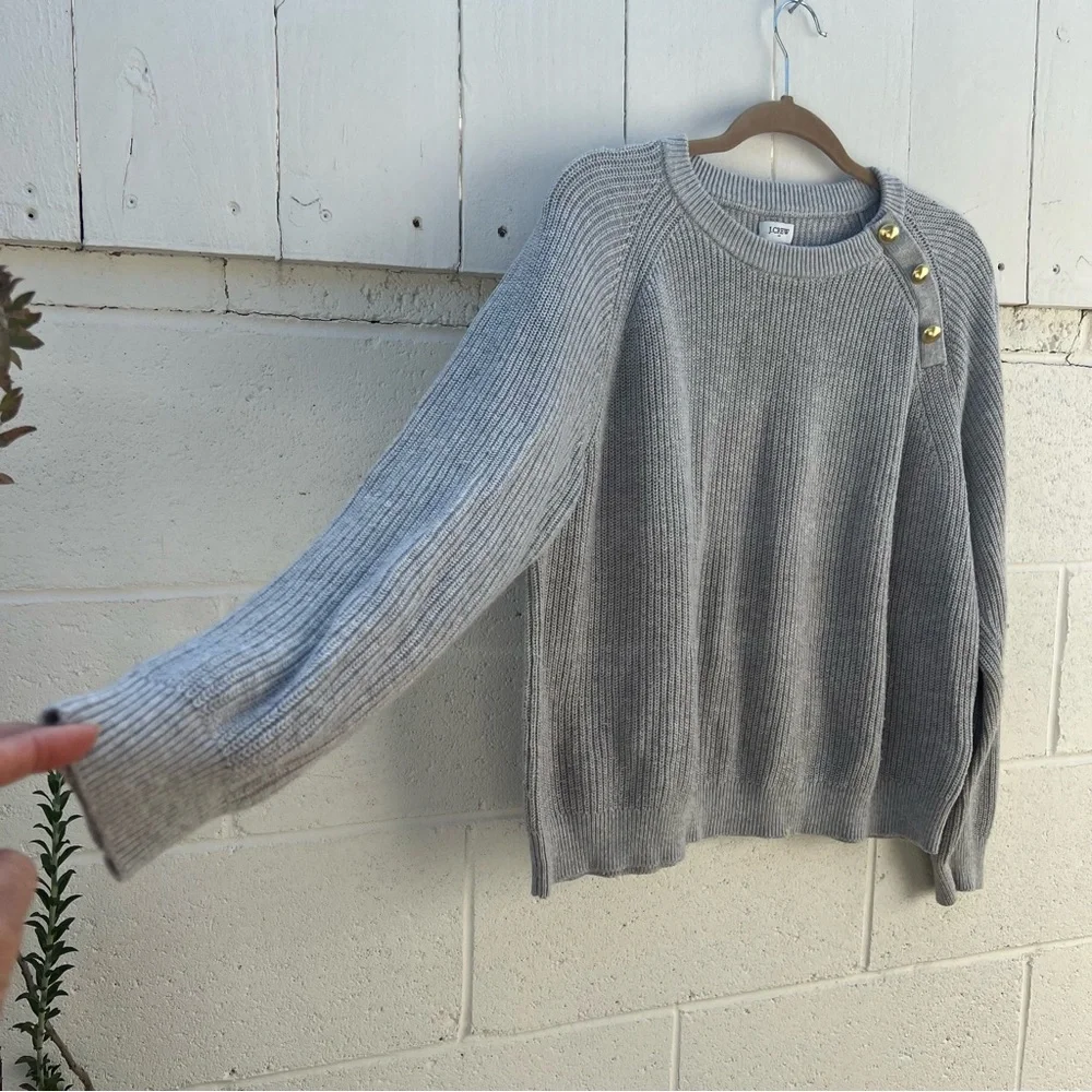 J. Crew Gray and Gold Crew Neck Sweater
